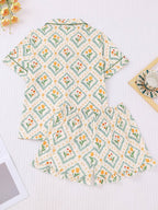 Spring Tulip Floral Print Pajama Set