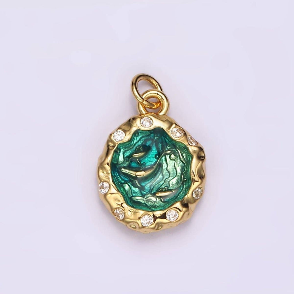 Teal Fish Hammered Charm