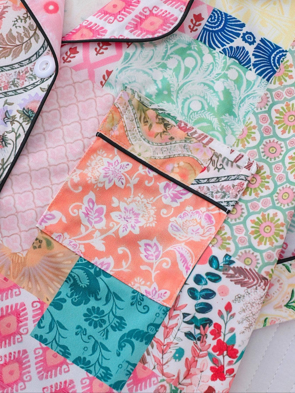 Patchwork Print Pajama Set