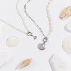 Freshwater Pearl Split Chain Charm Necklace