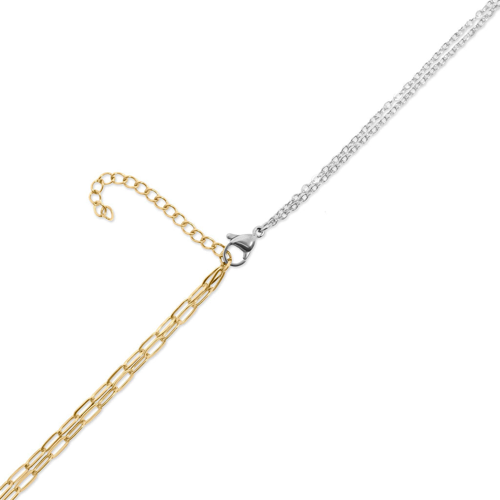 Mixed Metal Double Chain Charm Necklace