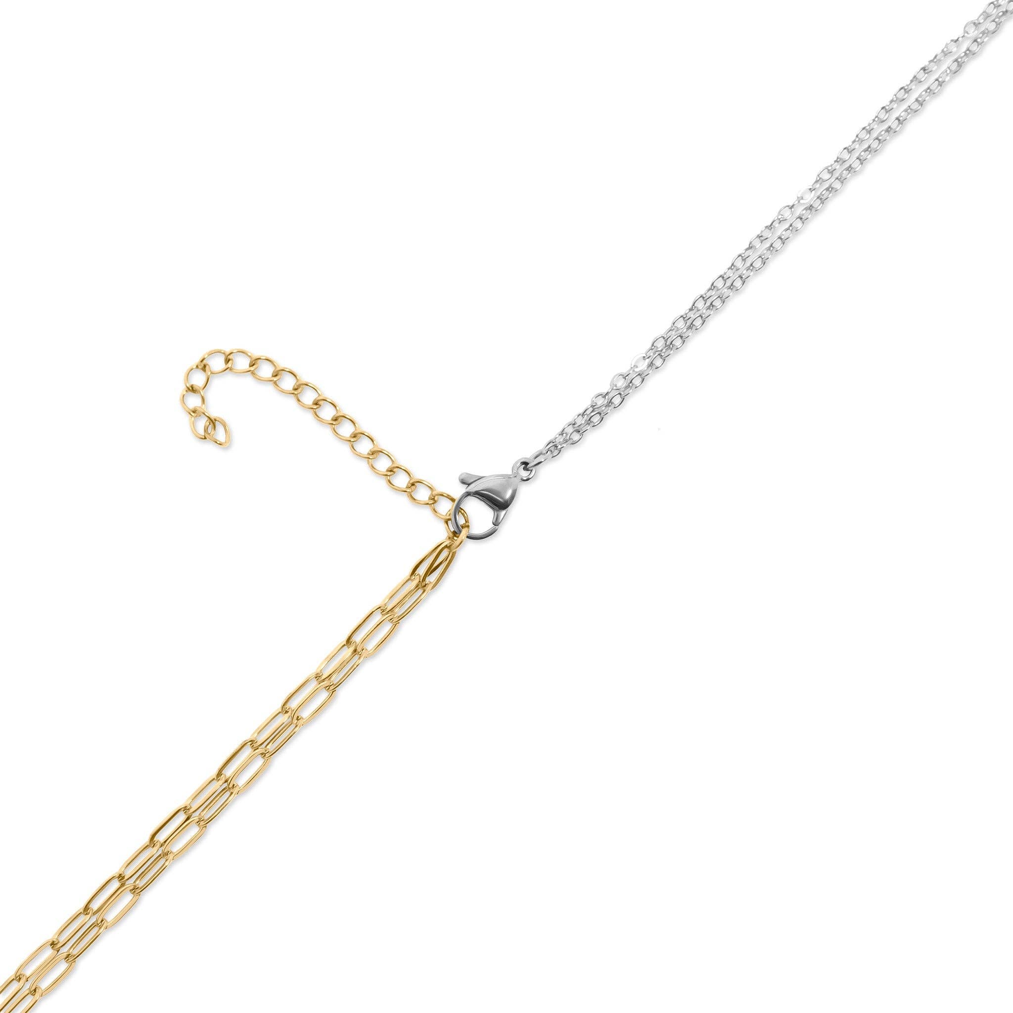 Mixed Metal Double Chain Charm Necklace