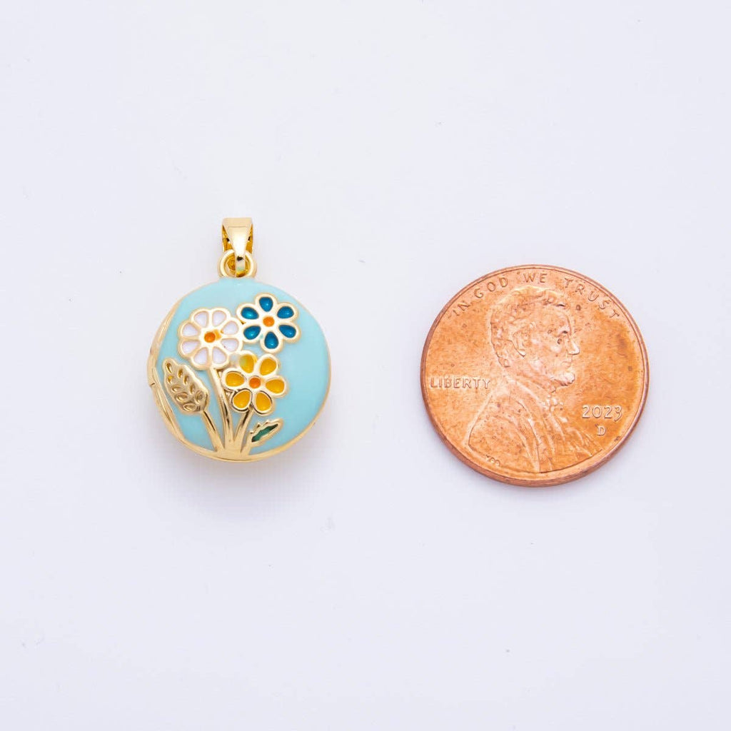 Enamel Spring Flower Locket Charm