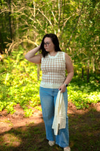 Gingham Sweater Tank Tie top
