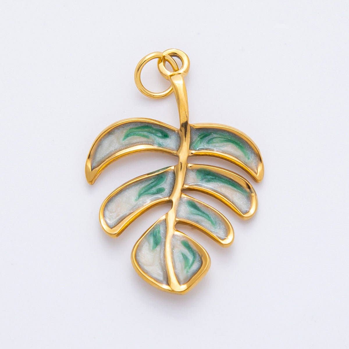 Enamel Tropical Monstera Charm