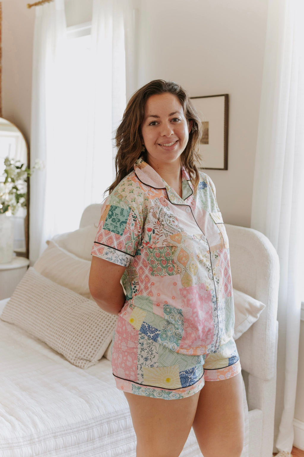Patchwork Print Pajama Set