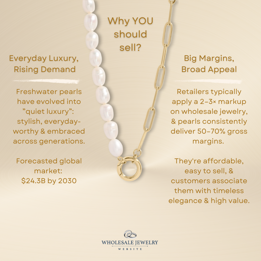 Freshwater Pearl Split Chain Charm Necklace