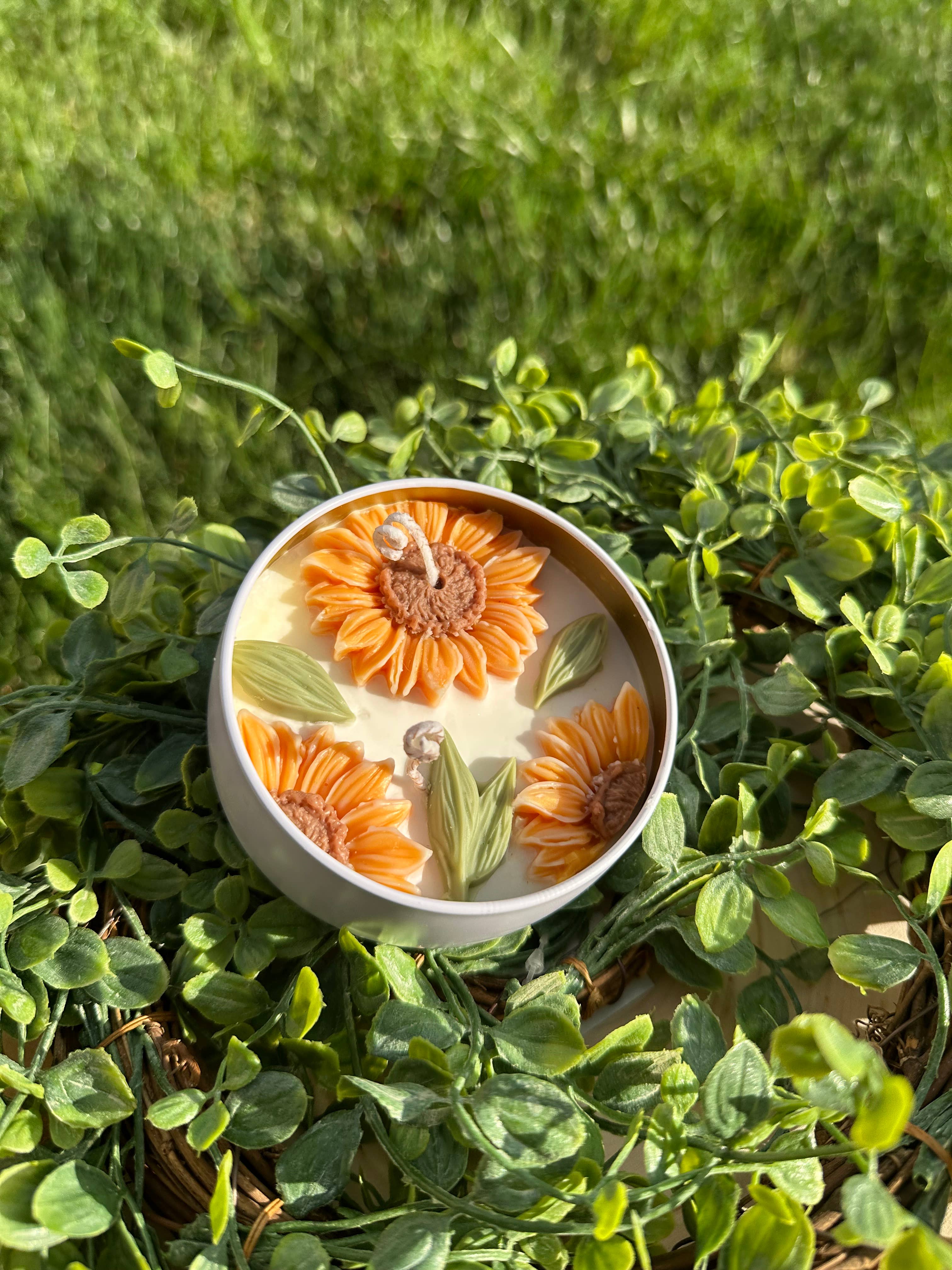 Sunflower Tin Candle