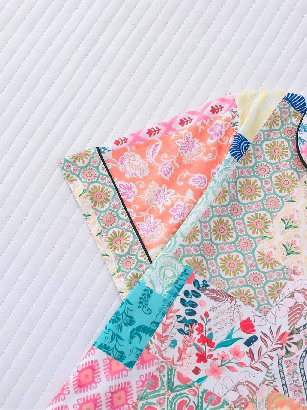 Patchwork Print Pajama Set