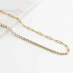 Paperclip Tennis Split Charm Necklace