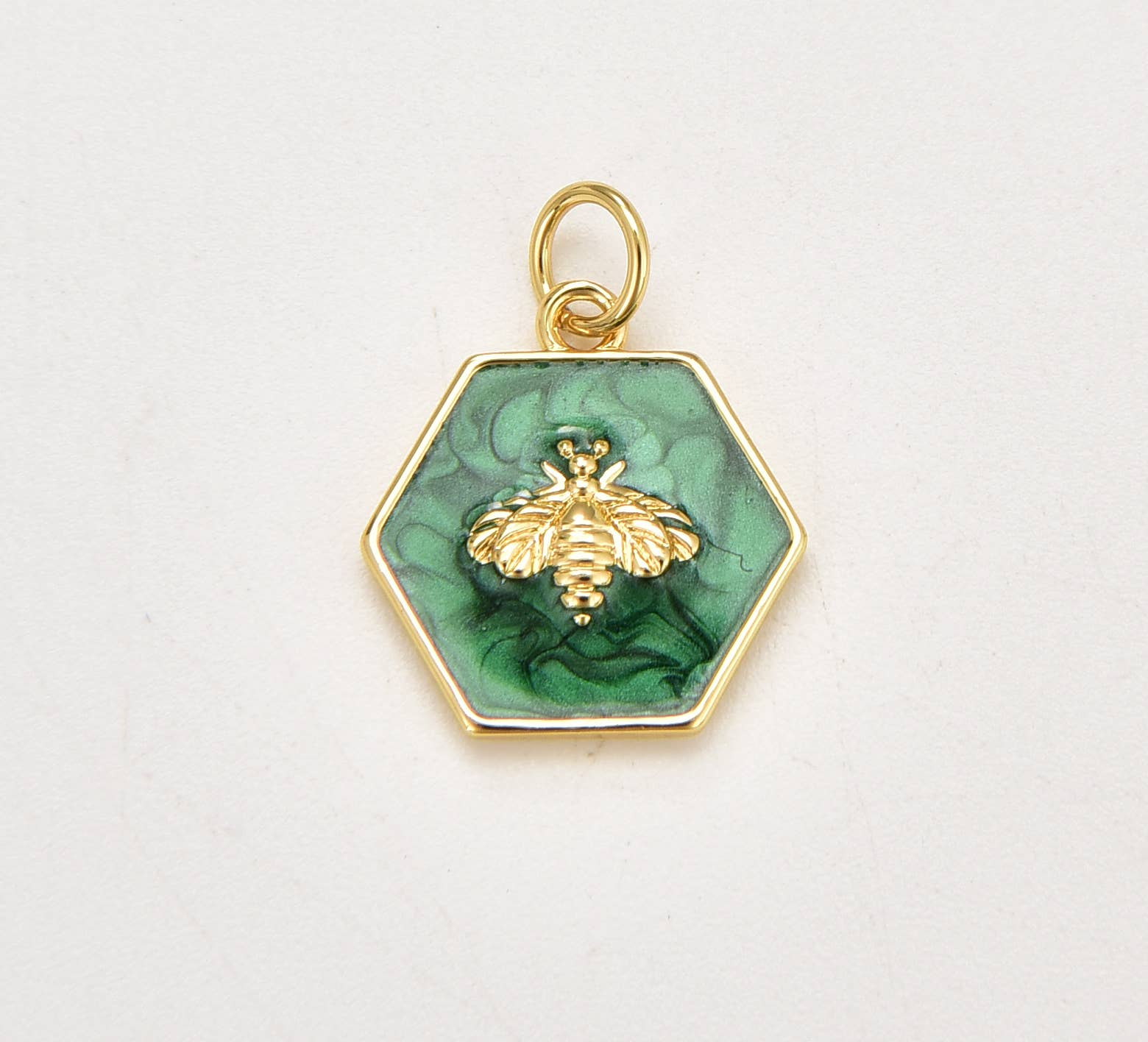 Green Enamel Queen Bee Charm