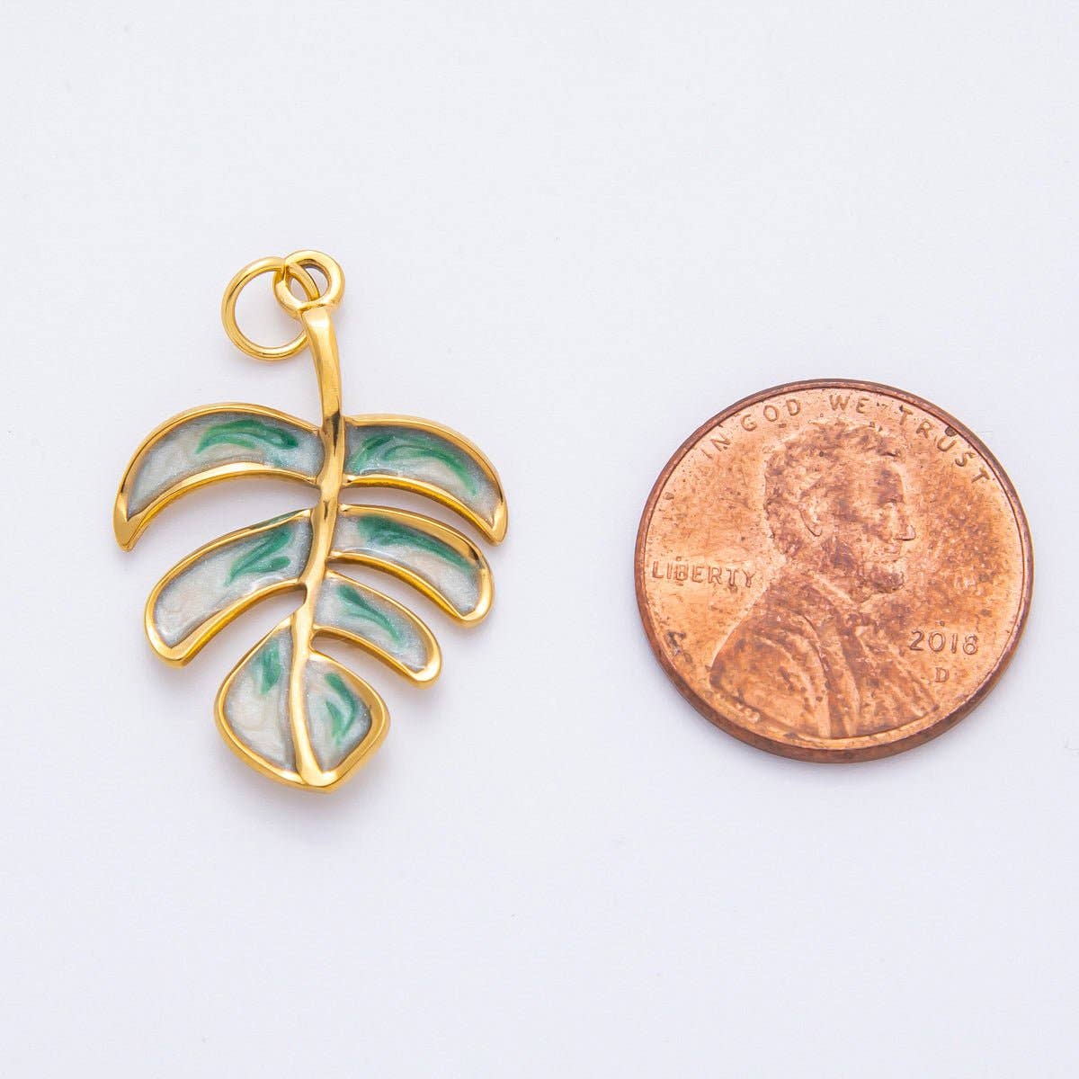 Enamel Tropical Monstera Charm