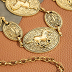 Horse & Rider Oval Medallion Chain Belt