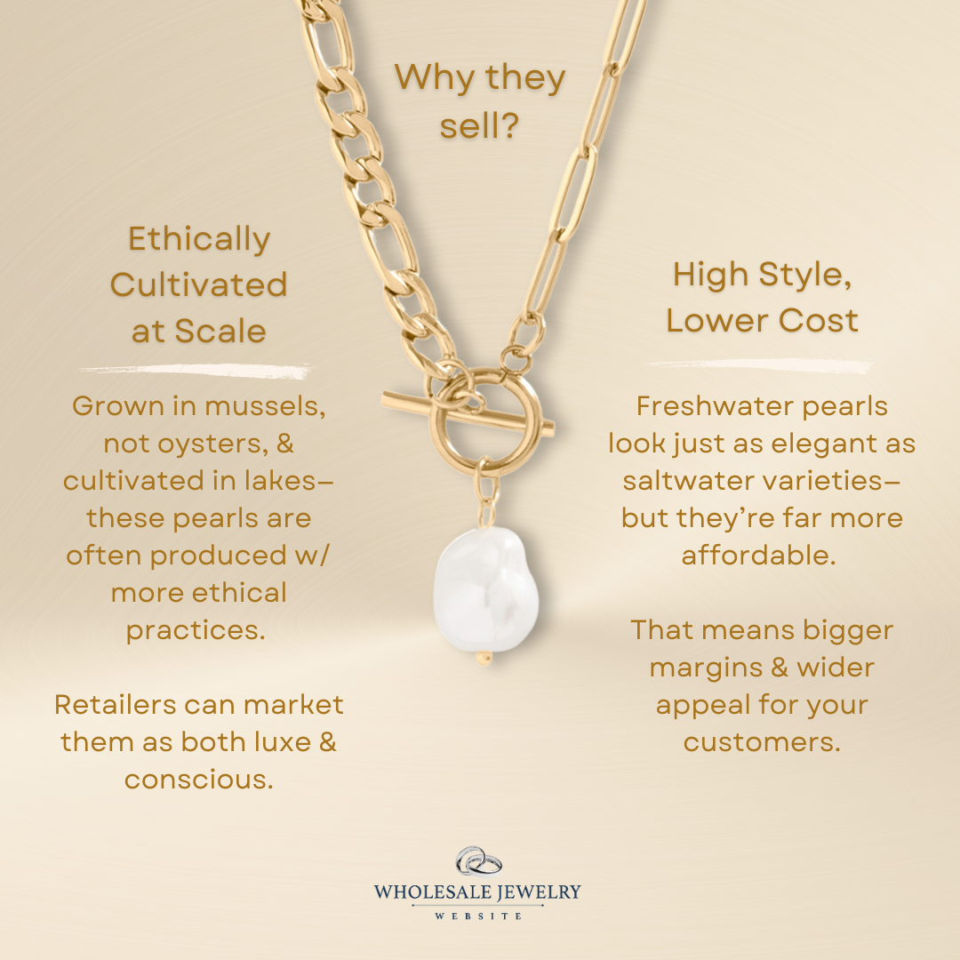 Freshwater Pearl Split Chain Charm Necklace