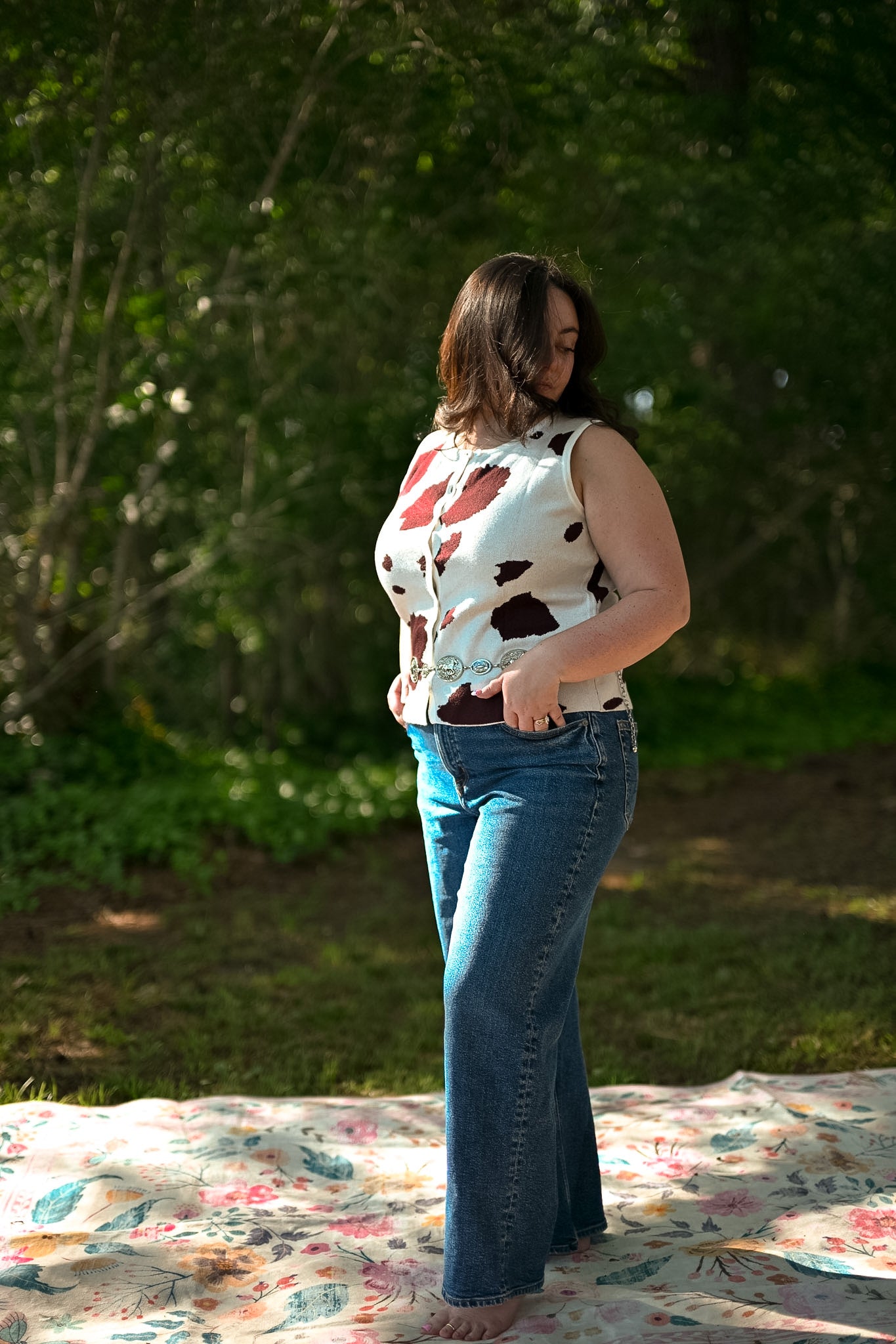 Cow Print Sweater Vest