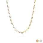 Paperclip Tennis Split Charm Necklace