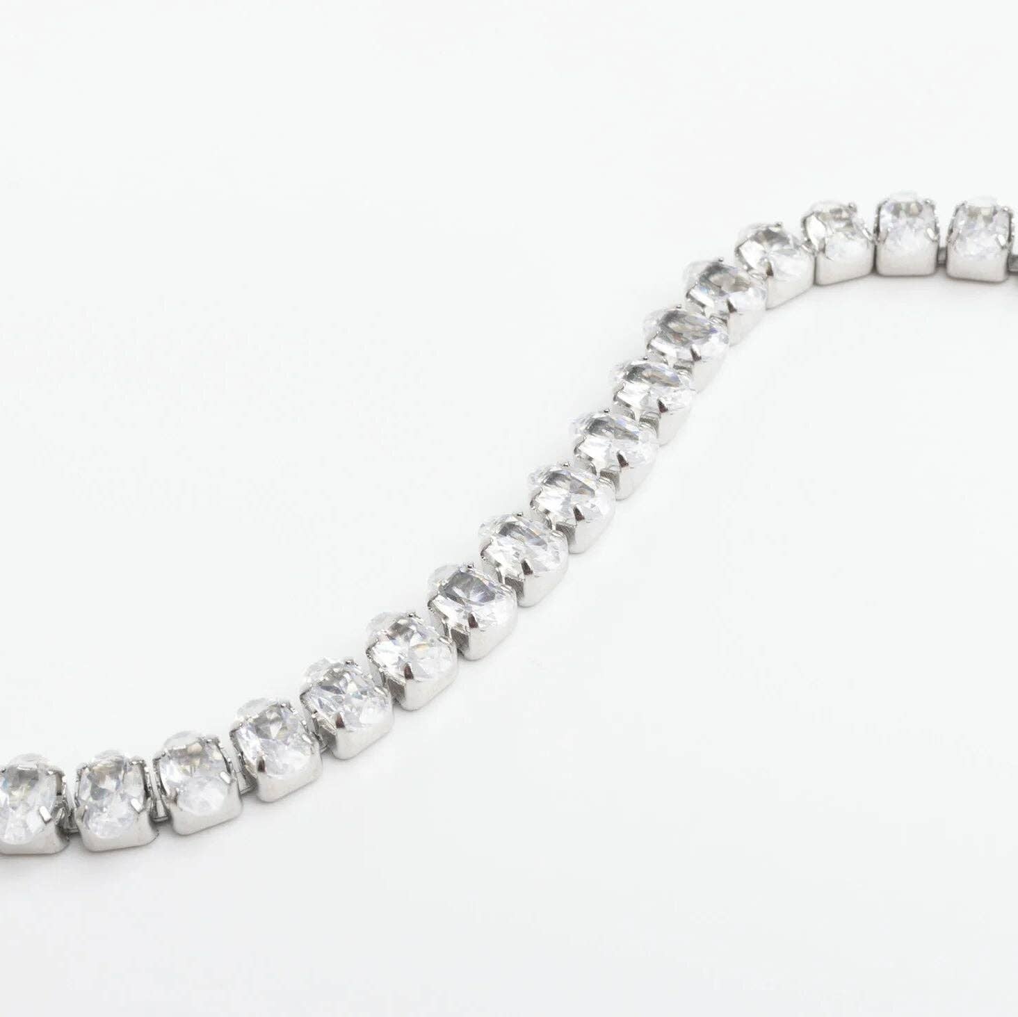 Oval Cubic Zirconia Tennis Chain Bracelet