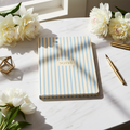 Cream and Blue Striped Journal