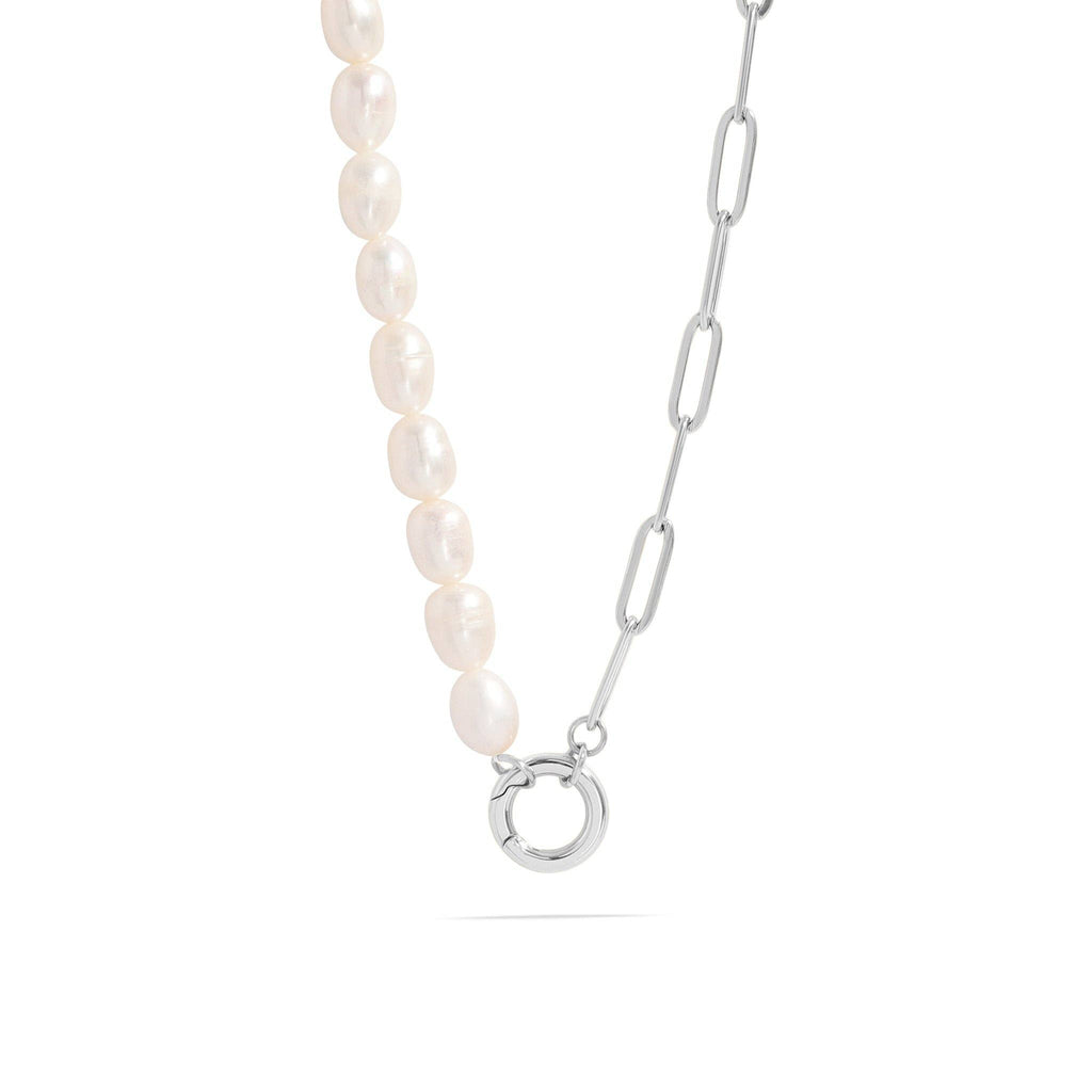 Freshwater Pearl Split Chain Charm Necklace