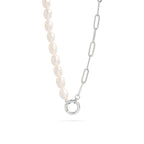 Freshwater Pearl Split Chain Charm Necklace