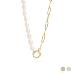 Freshwater Pearl Split Chain Charm Necklace