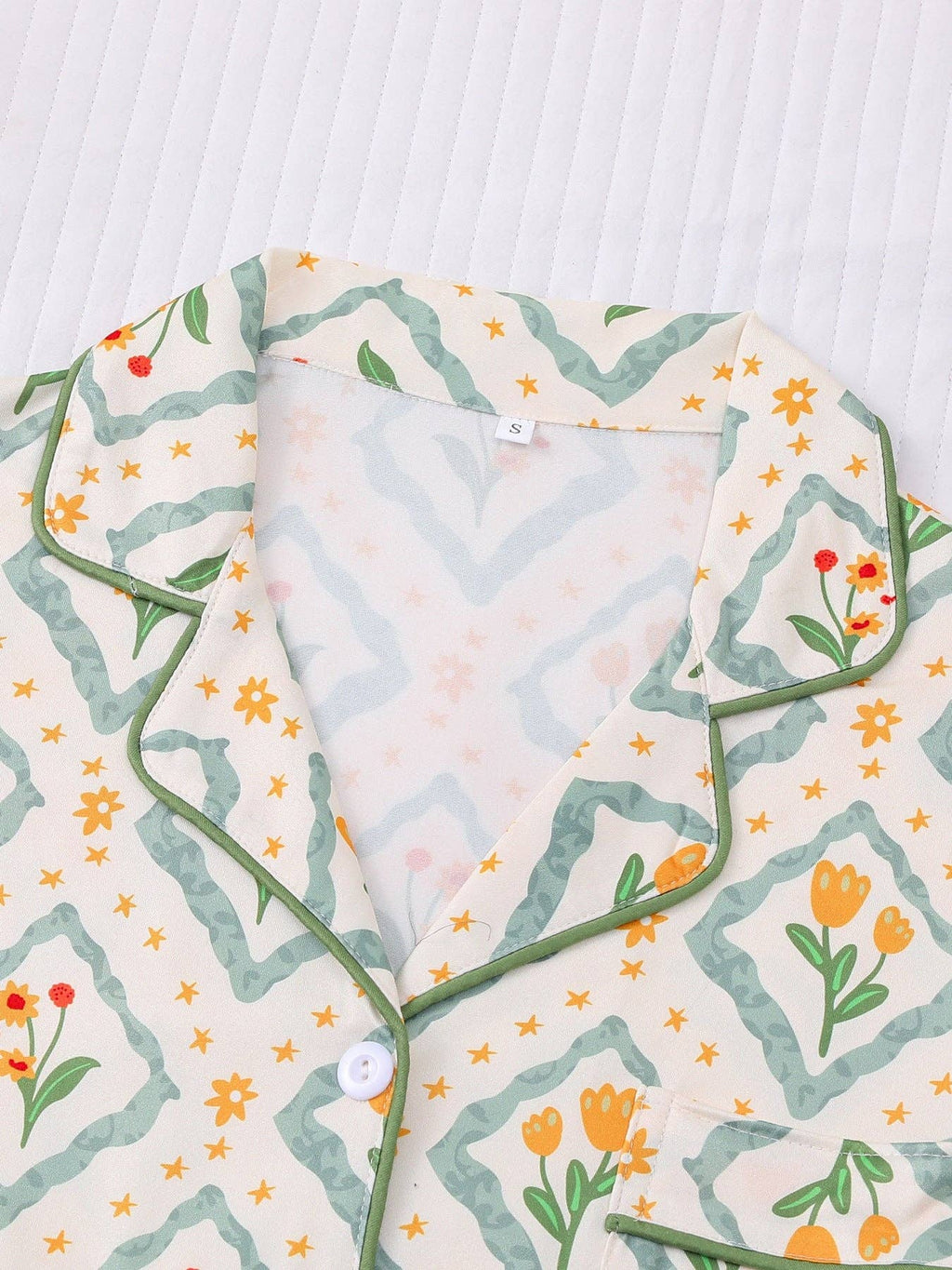 Spring Tulip Floral Print Pajama Set