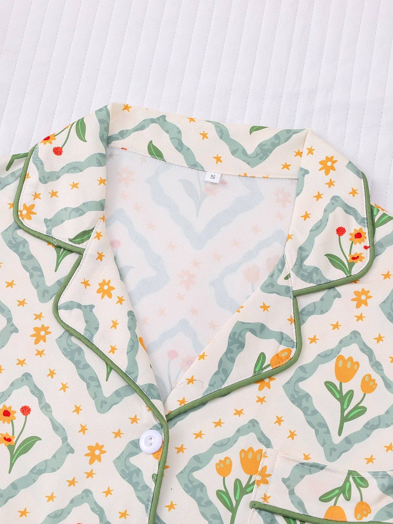 Spring Tulip Floral Print Pajama Set