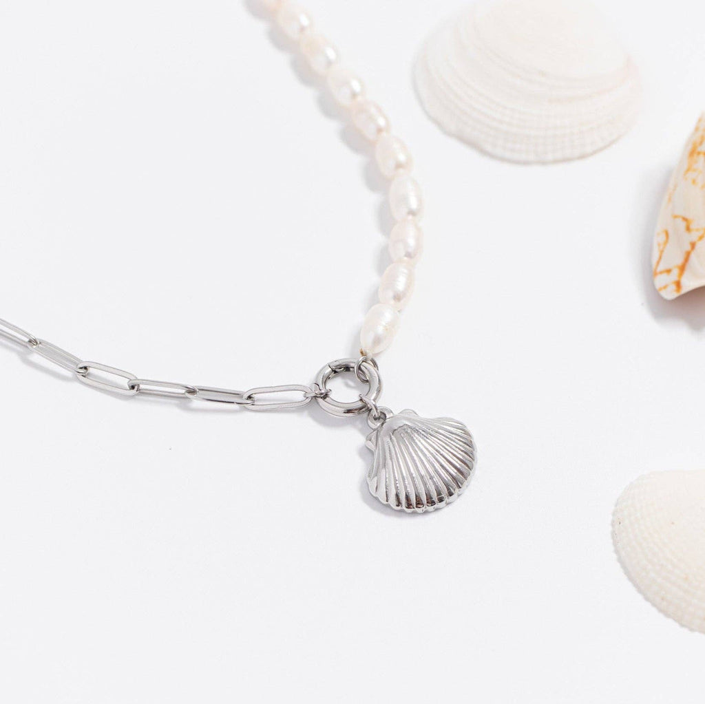 Freshwater Pearl Split Chain Charm Necklace