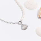 Freshwater Pearl Split Chain Charm Necklace