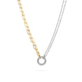 Mixed Metal Double Chain Charm Necklace