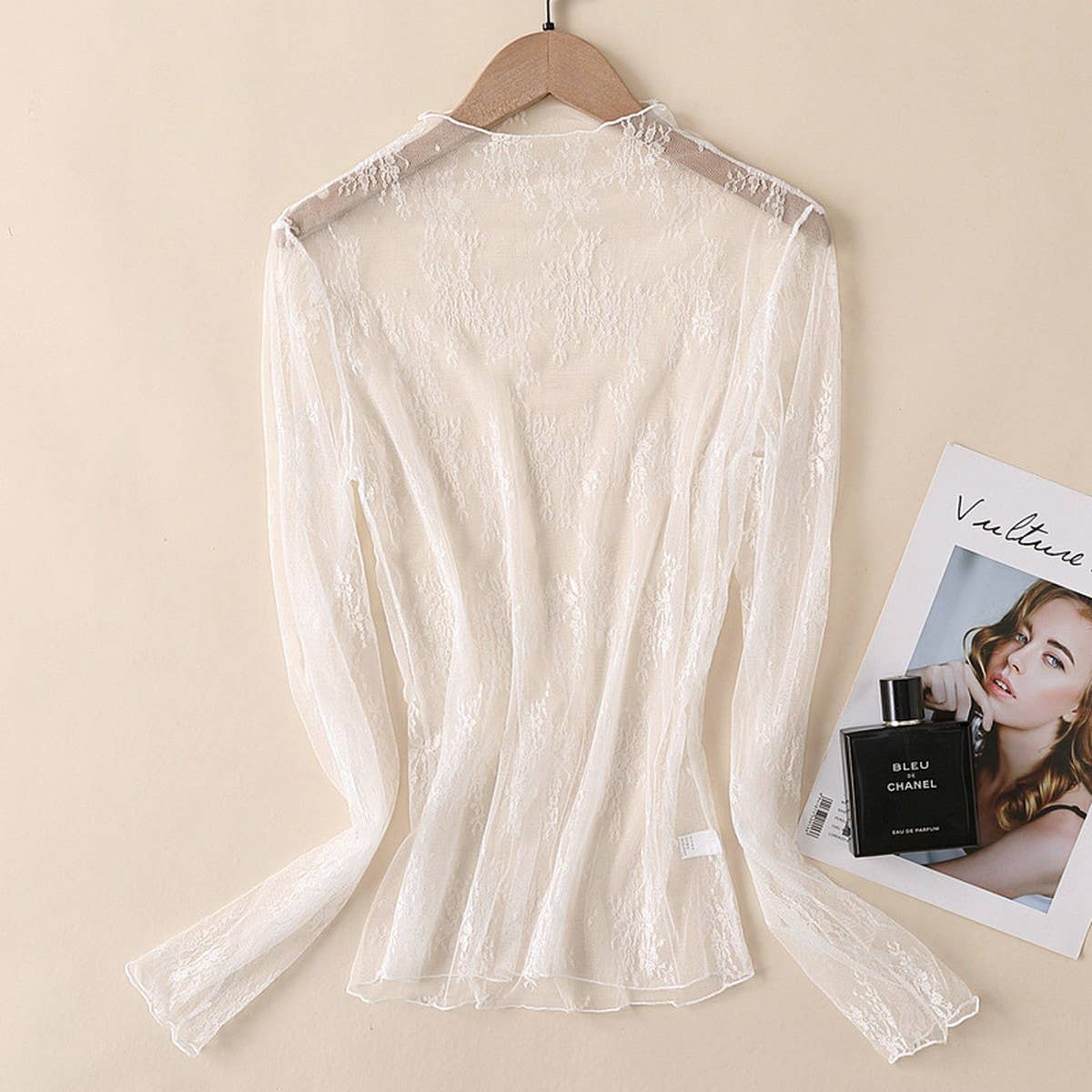 Mesh Long Sleeve Lace Top