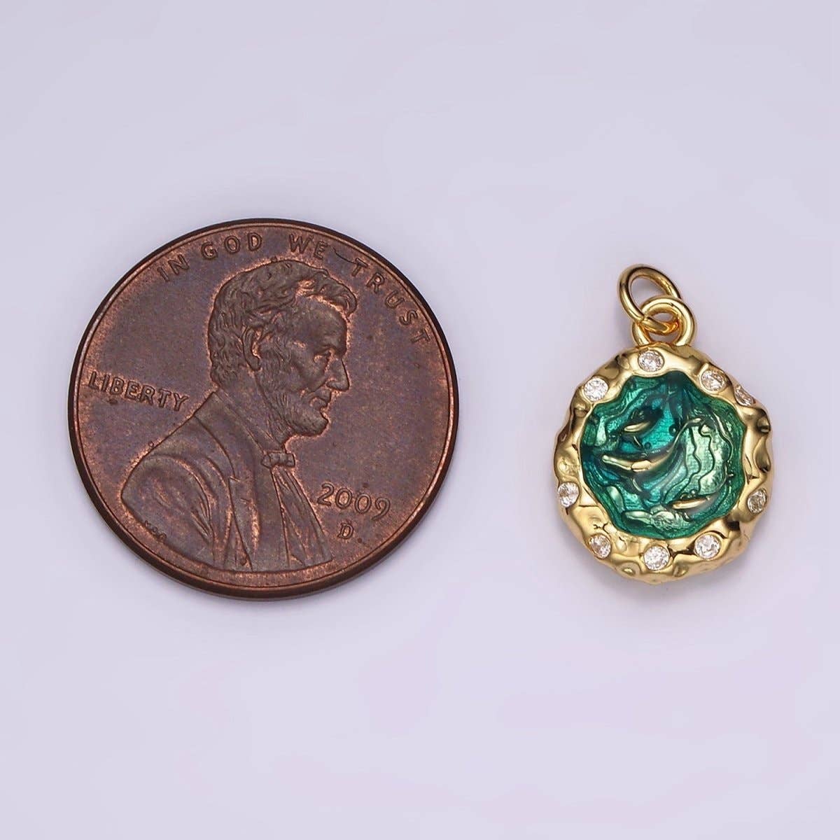 Teal Fish Hammered Charm