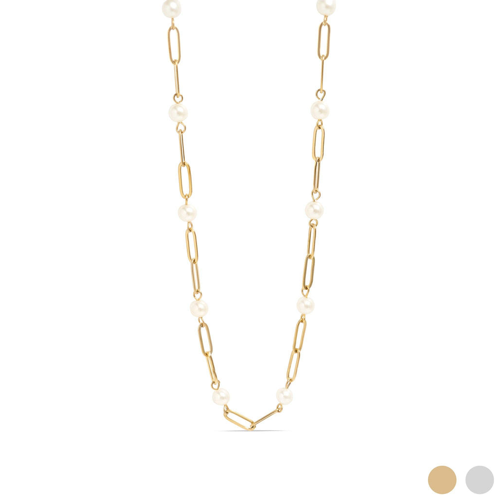 Pearl Paperclip Charm Necklace
