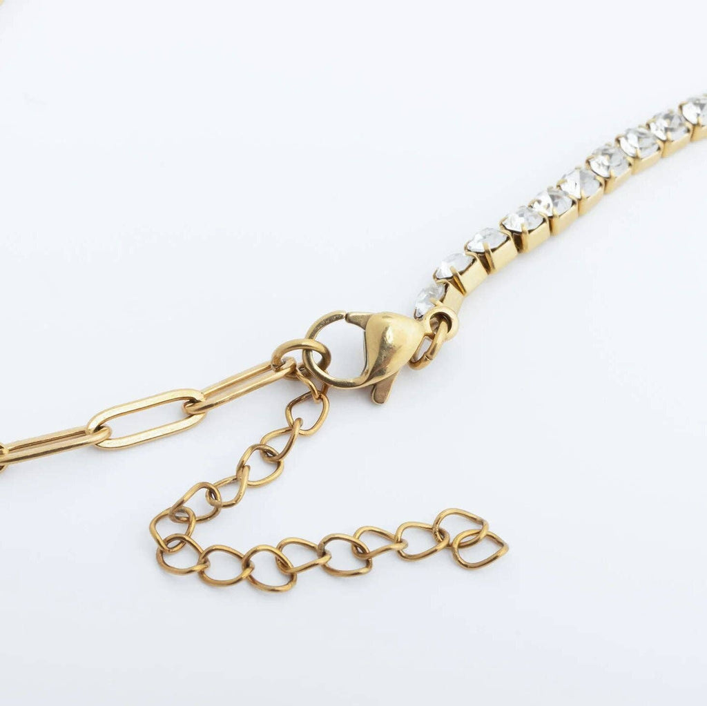 Paperclip Tennis Split Charm Necklace